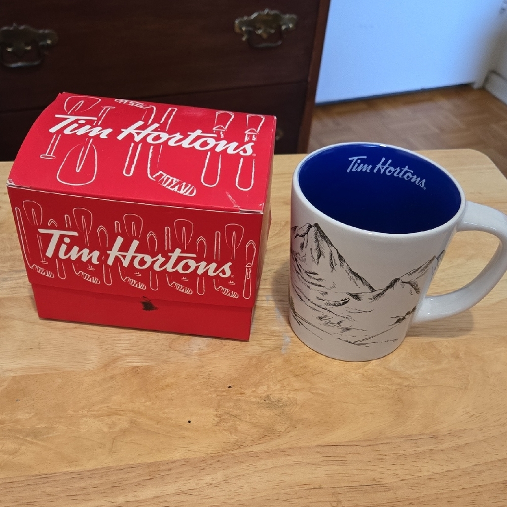 Limited Edition 2018 Tim Hortons Blue Skis Coffee Mug